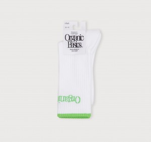 Organic Basics ORGANIC COTTON Active Tennis Socks Wit Groen | 18690-GIPC