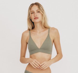 Organic Basics ORGANIC COTTON Core Triangle Bralette Seaweed | 41275-ZHEC