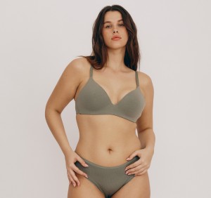 Organic Basics ORGANIC COTTON Core Wireless Plunge Bra Seaweed | 37246-ULBF