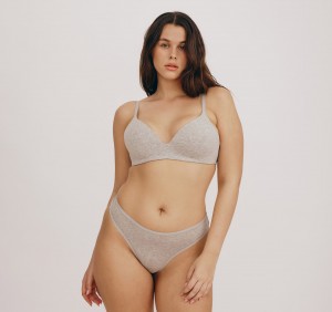 Organic Basics ORGANIC COTTON Core Wireless Plunge Bra Grijs | 04391-LQEO