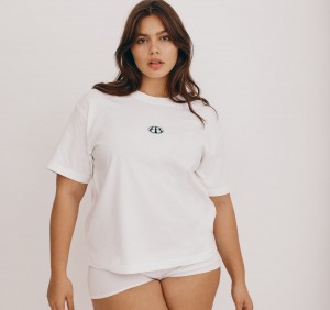 Organic Basics ORGANIC COTTON Merch Boxy Tee Wit | 17649-XKPT