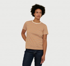 Organic Basics ORGANIC COTTON True Tee Ocher Stripe | 93420-SXAB