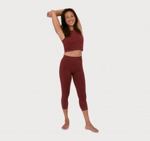 Organic Basics RECYCLED NYLON Active 3/4 Leggings Bordeaux | 37802-THWY