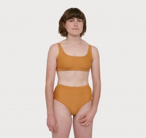 Organic Basics RECYCLED NYLON Re-Swim Bikini Bandeau Ocher | 86234-ZEPI