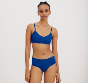 Organic Basics Recycled Nylon Naked Rib Bralette Blauw | 64825-YQZL