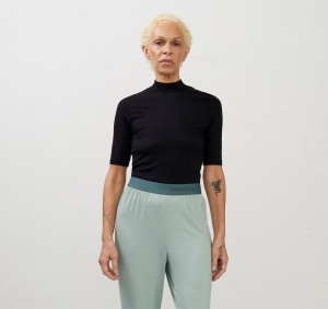 Organic Basics TENCEL™ LYOCELL Soft Touch Turtleneck Tee Zwart | 67312-VBUR