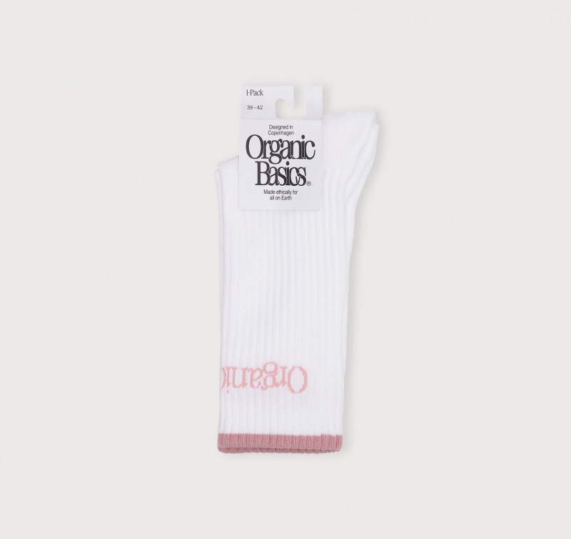 Organic Basics ORGANIC COTTON Active Tennis Socks Wit Roze | 05286-YOEP