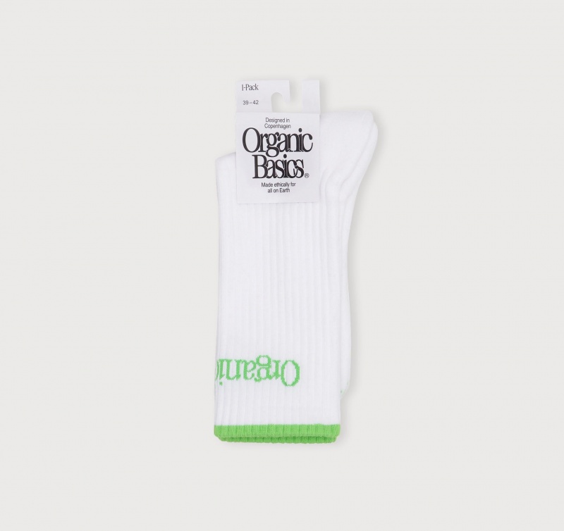 Organic Basics ORGANIC COTTON Active Tennis Socks Wit Groen | 07518-CGIL