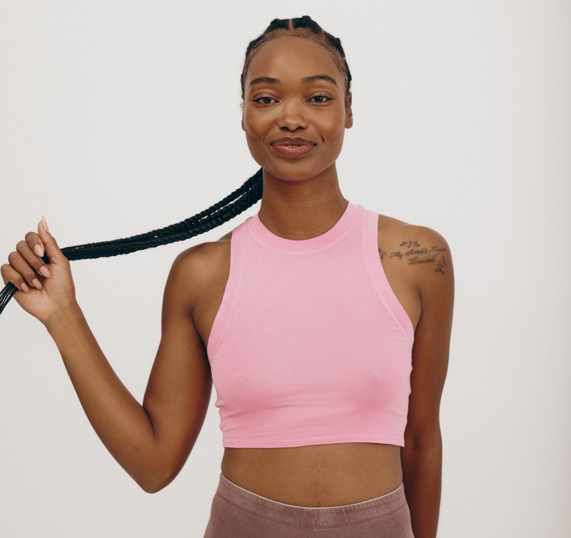 Organic Basics ORGANIC COTTON Core Crop Tank Top Roze | 38142-ADOU