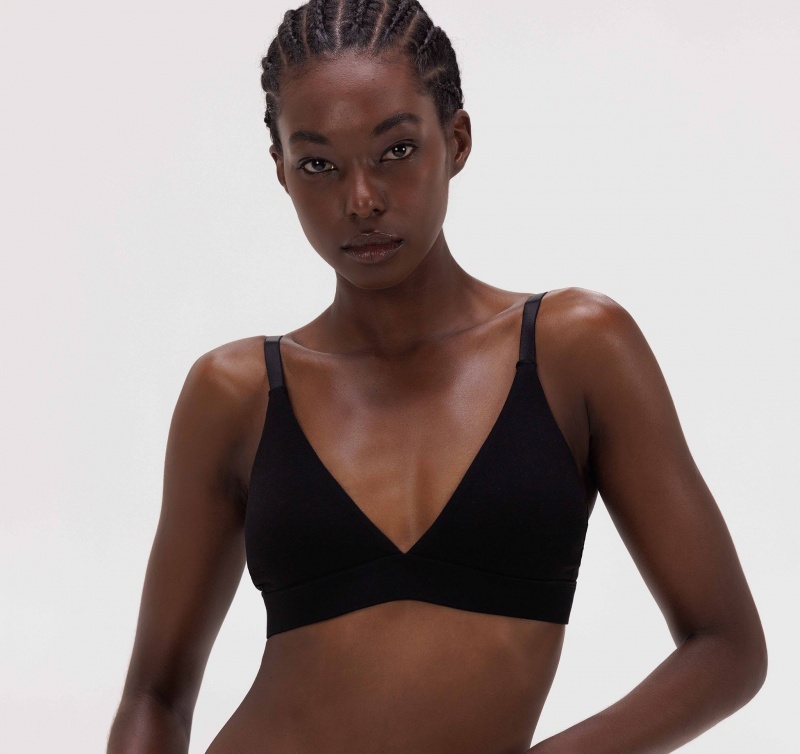 Organic Basics ORGANIC COTTON Core Triangle Bra Zwart | 94216-VDUN