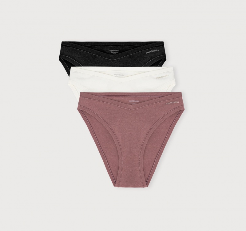 Organic Basics ORGANIC COTTON Flex Cheeky Briefs 3-pack Wit Roze Zwart | 90683-JVLO