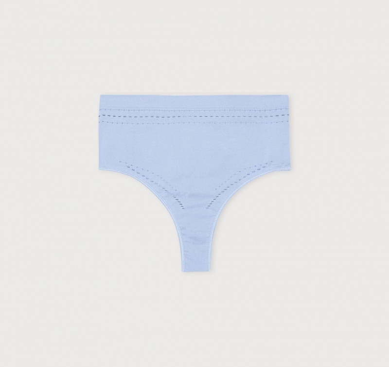 Organic Basics ORGANIC COTTON Seamless High-Rise Tanga Blauw | 64321-LDBN