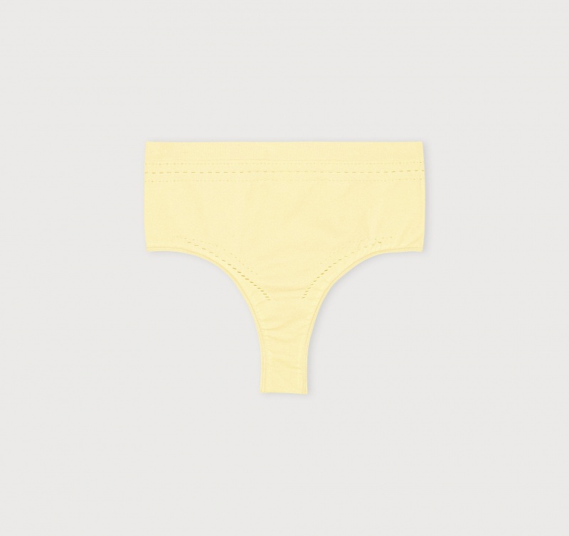 Organic Basics ORGANIC COTTON Seamless High-Rise Tanga Lemonade | 73865-FKDQ