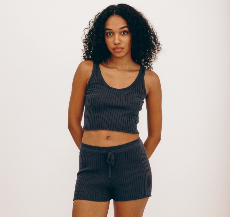 Organic Basics ORGANIC COTTON True Knit Shorts Slate | 26049-KQDO