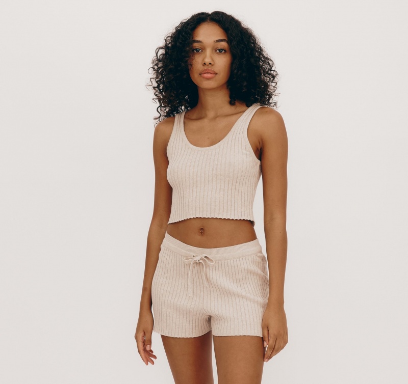 Organic Basics ORGANIC COTTON True Knit Crop Tank Top Oat | 25098-VZHS