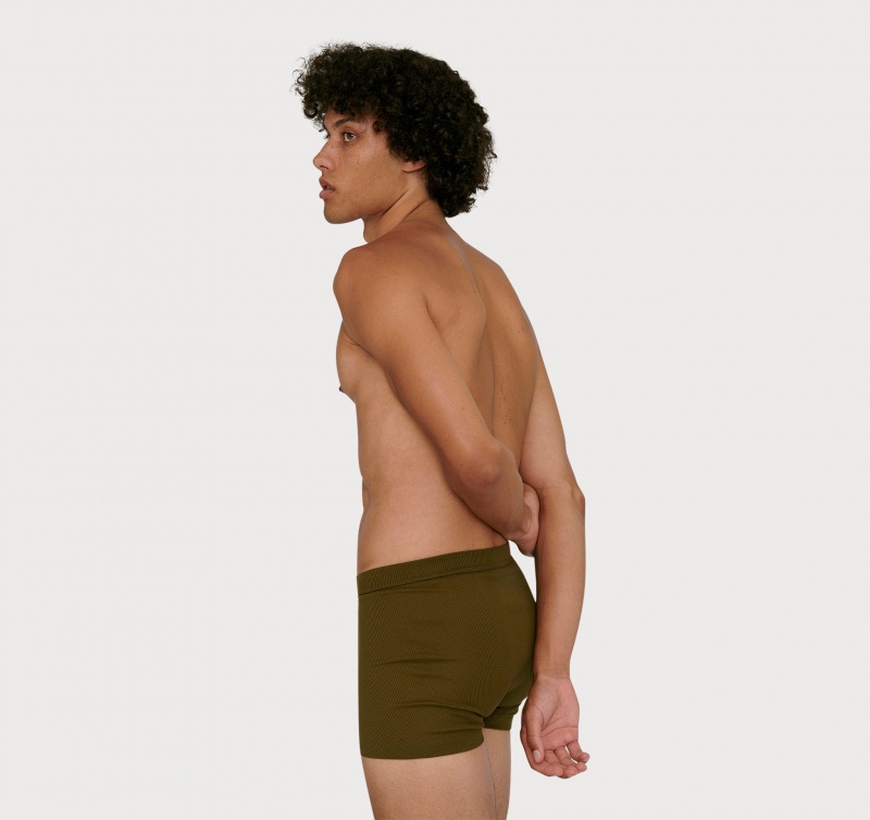 Organic Basics ORGANIC COTTON True Rib Boxers 2-pack Olijfgroen | 84130-EKJQ