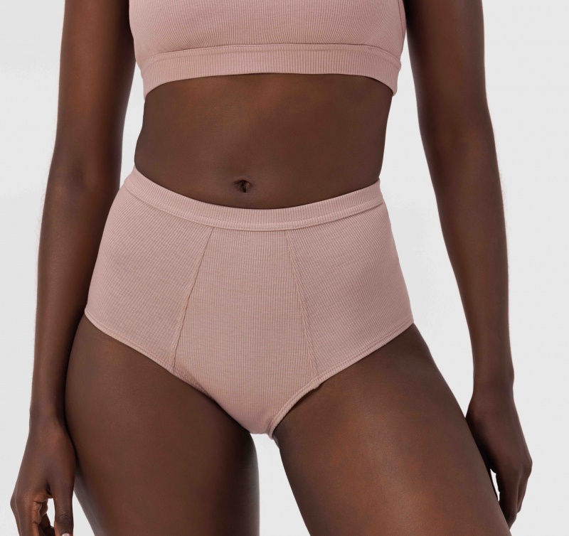 Organic Basics ORGANIC COTTON True Rib Super High-Rise Briefs 2-Pack Roze | 42318-IBCD