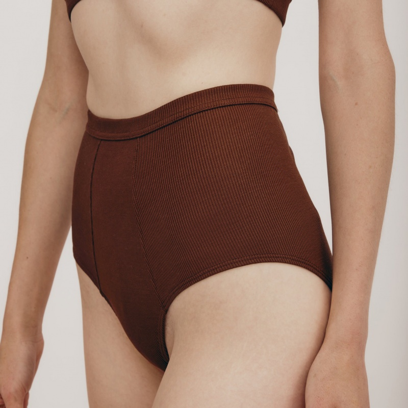 Organic Basics ORGANIC COTTON True Rib Super High-Rise Briefs Maple | 34289-ZAMC