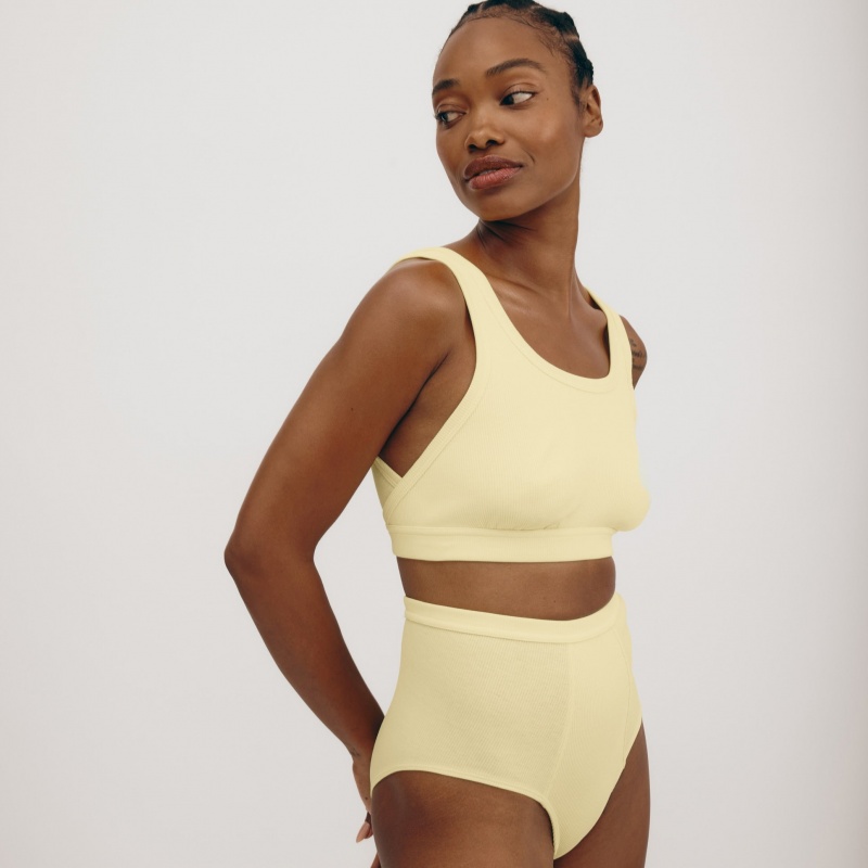 Organic Basics ORGANIC COTTON True Rib Super High-Rise Briefs Lemonade | 91865-YIVP