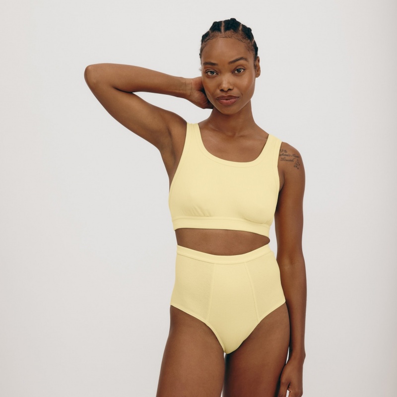 Organic Basics ORGANIC COTTON True Rib Super High-Rise Briefs Lemonade | 91865-YIVP