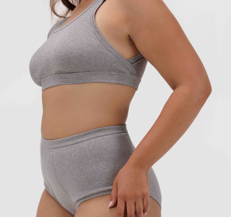 Organic Basics ORGANIC COTTON True Rib Tank Bra Grijs | 02954-DZBF