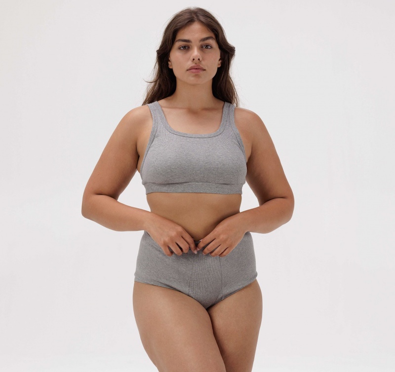 Organic Basics ORGANIC COTTON True Rib Tank Bra Grijs | 02954-DZBF