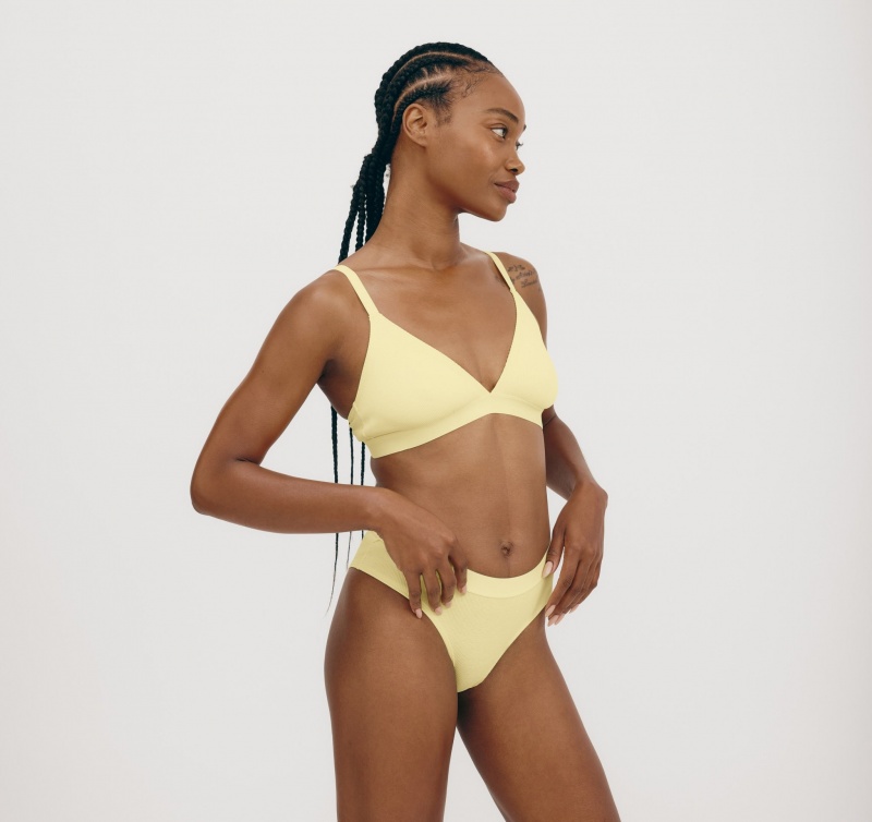 Organic Basics ORGANIC COTTON True Rib Triangle Bra Lemonade | 67542-LHMA