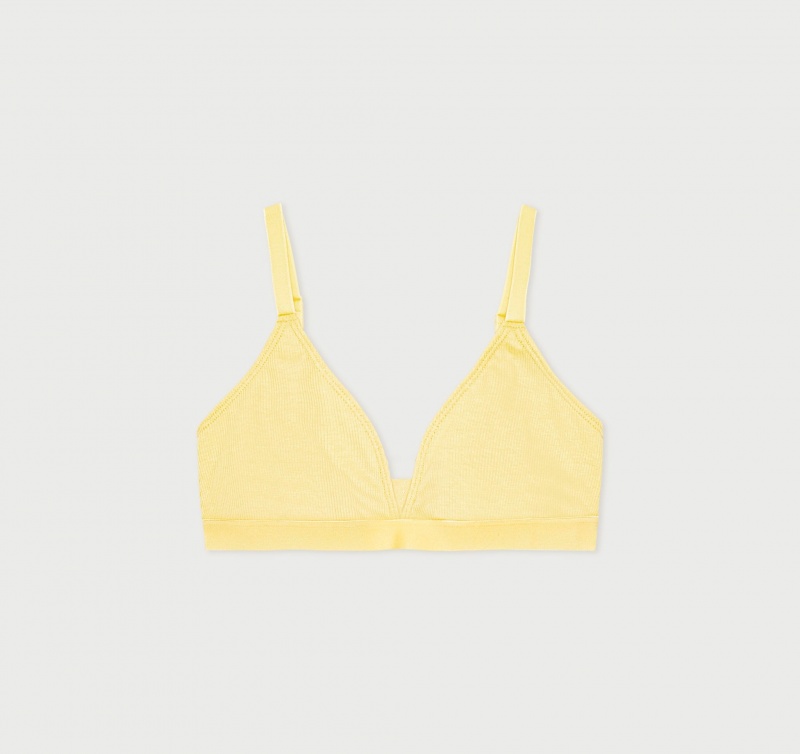 Organic Basics ORGANIC COTTON True Rib Triangle Bra Lemonade | 67542-LHMA