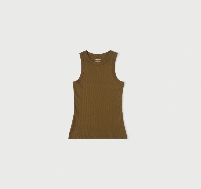 Organic Basics ORGANIC COTTON True Rib Tank Top Olijfgroen | 23647-JSGM