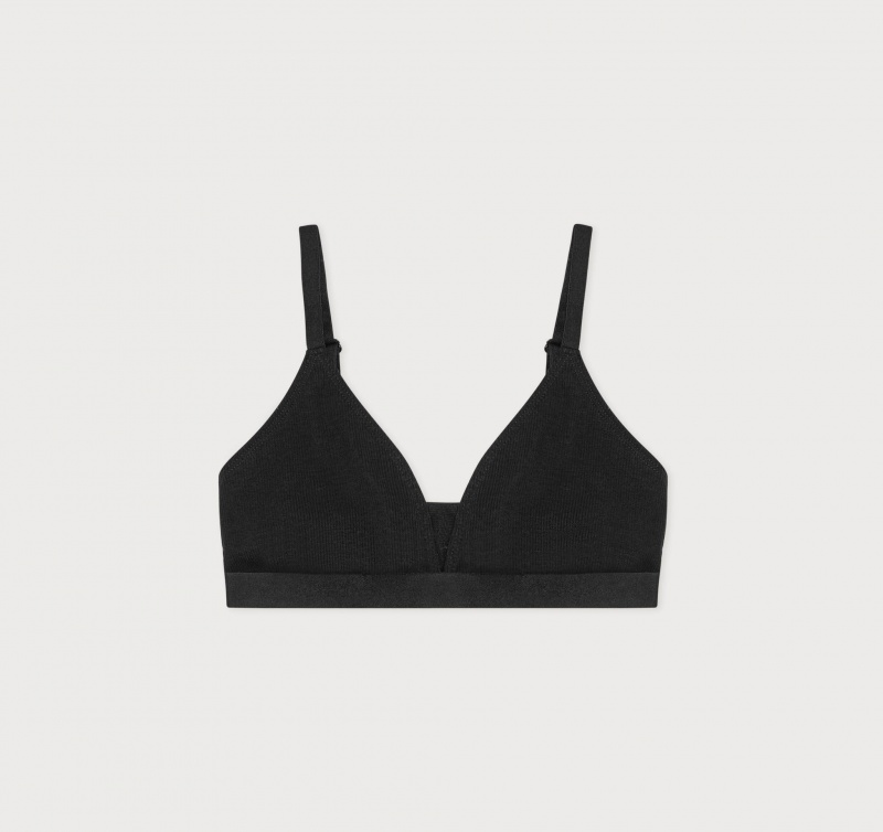 Organic Basics ORGANIC COTTON True Rib Triangle Bra Zwart | 67295-EFNP