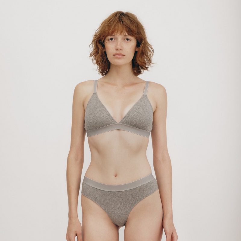 Organic Basics ORGANIC COTTON True Rib Triangle Bra Grijs | 83612-HIPA