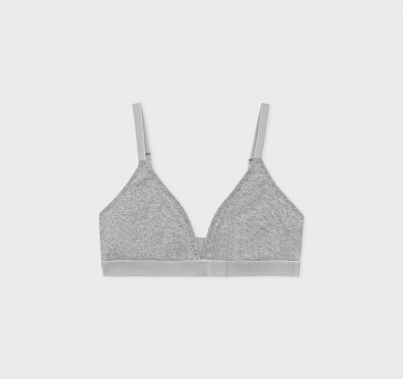 Organic Basics ORGANIC COTTON True Rib Triangle Bra Grijs | 83612-HIPA