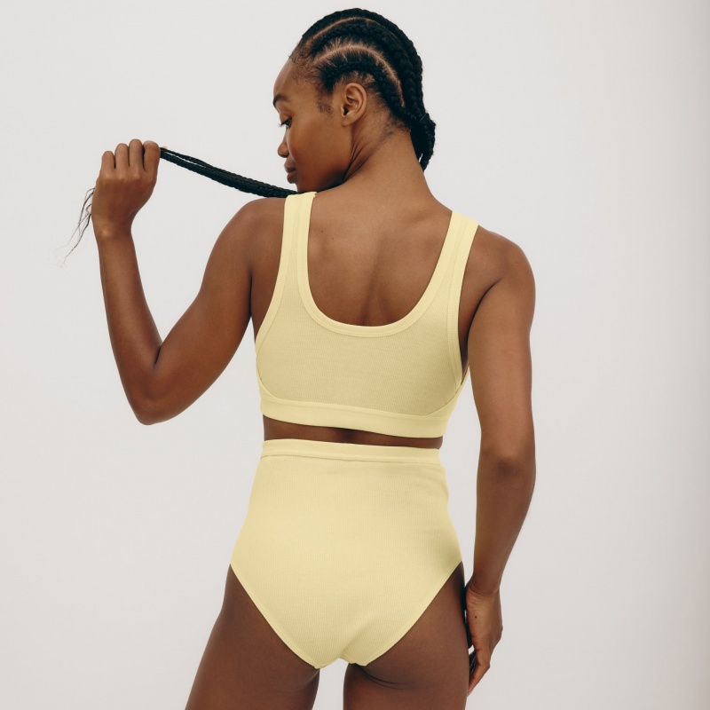 Organic Basics ORGANIC COTTON True Rib Tank Bra Lemonade | 49685-ZYHN