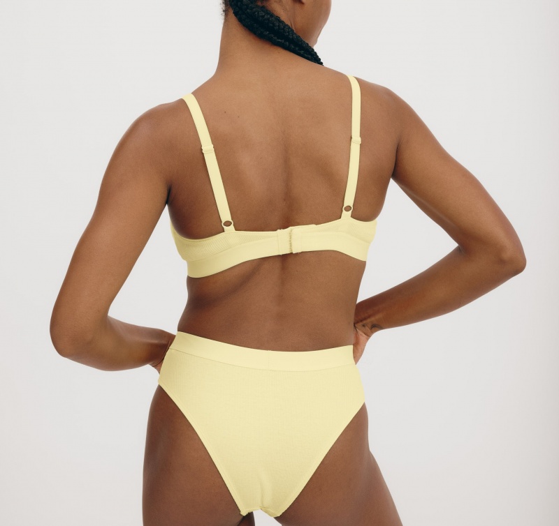 Organic Basics ORGANIC COTTON True Rib Triangle Bra Lemonade | 81605-YGUC