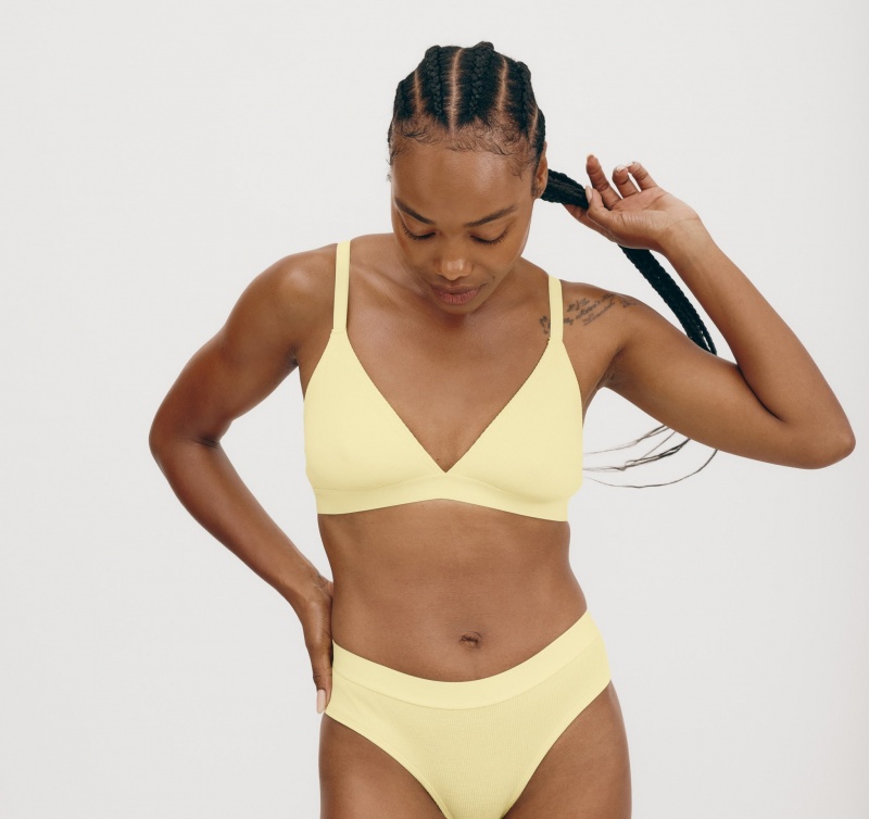 Organic Basics ORGANIC COTTON True Rib Triangle Bra Lemonade | 81605-YGUC