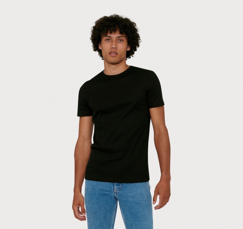 Organic Basics ORGANIC COTTON True Rib Tee Zwart | 21543-NLEZ