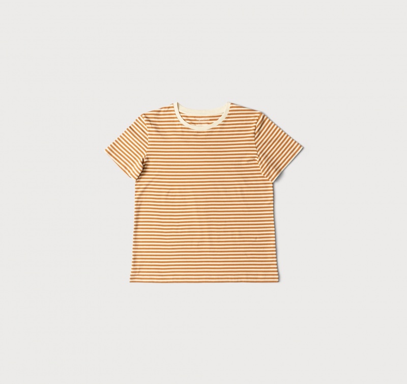 Organic Basics ORGANIC COTTON True Tee Ocher Stripe | 93420-SXAB