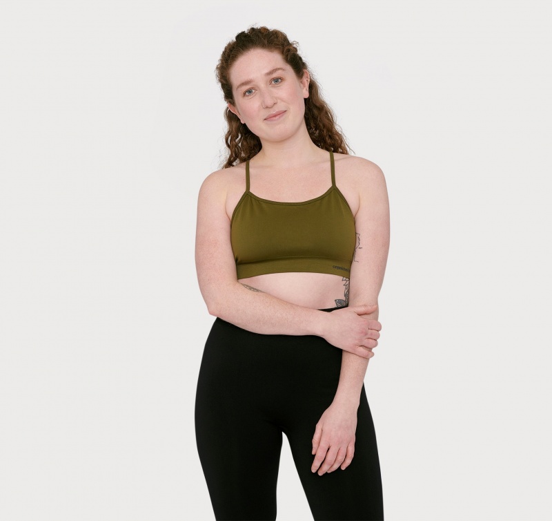 Organic Basics RECYCLED NYLON Active Sports Bra Olijfgroen | 34712-MKNZ