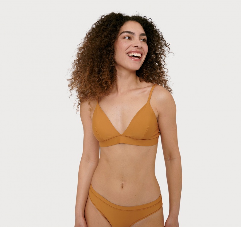 Organic Basics RECYCLED NYLON Re-Swim Bikini Top Ocher | 90671-BZSA