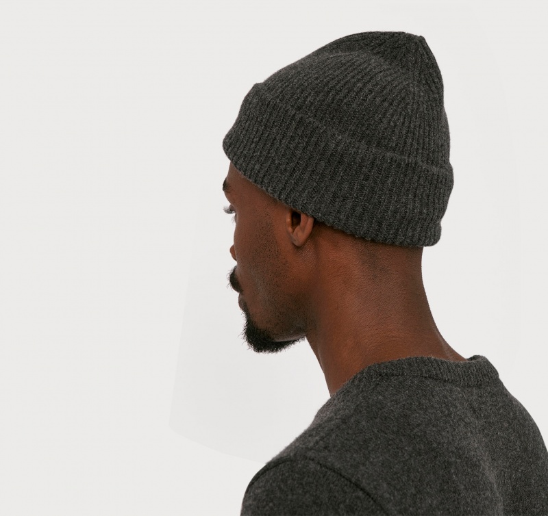 Organic Basics RECYCLED WOOL Beanie Charcoal Melange | 90328-BRAP