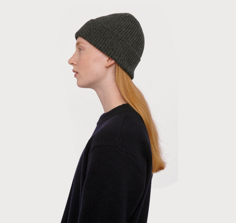 Organic Basics RECYCLED WOOL Beanie Charcoal Melange | 90328-BRAP