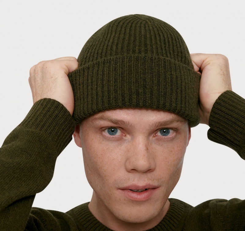 Organic Basics RECYCLED WOOL Beanie Olijfgroen | 31574-CEPU