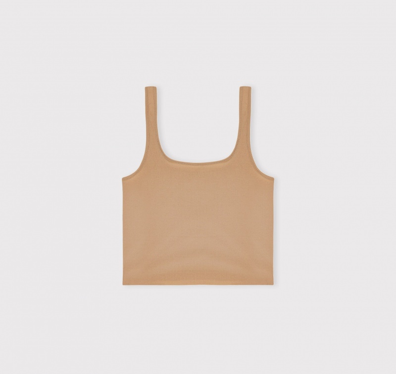 Organic Basics Recycled Nylon Naked Rib Tank Top Hazelnut | 81374-VOWL