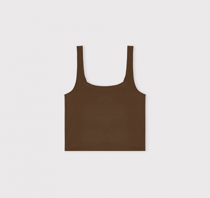 Organic Basics Recycled Nylon Naked Rib Tank Top Walnut | 47163-BOIY