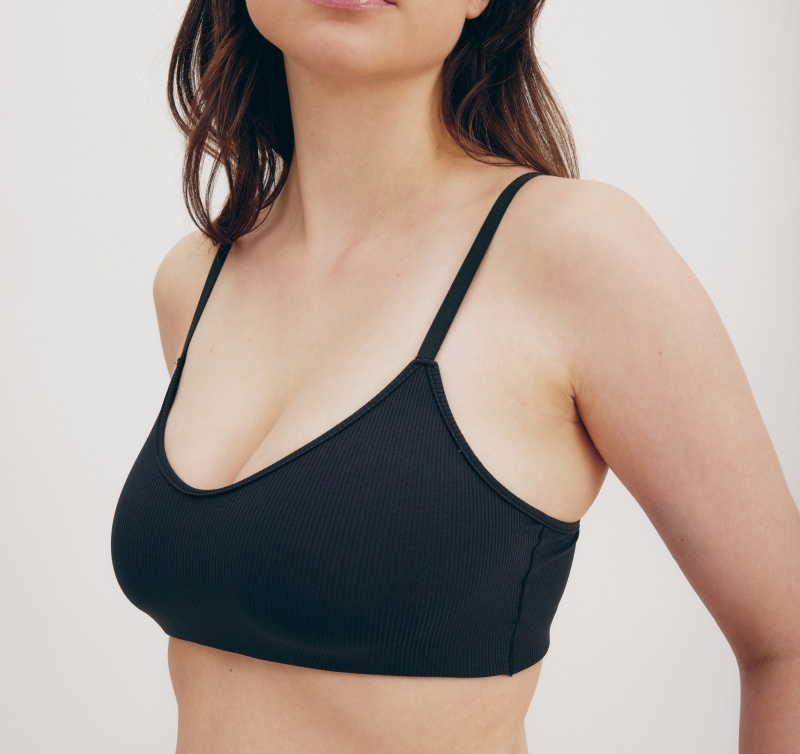 Organic Basics Recycled Nylon Naked Rib Bralette Zwart | 45803-FGPI