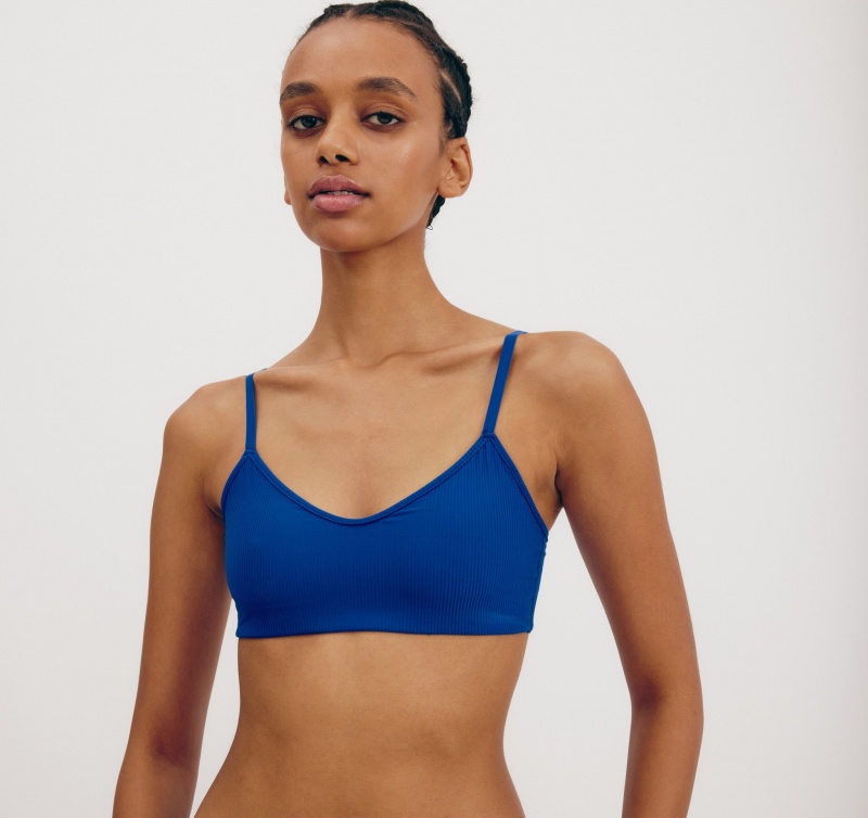 Organic Basics Recycled Nylon Naked Rib Bralette Blauw | 56710-IQUK