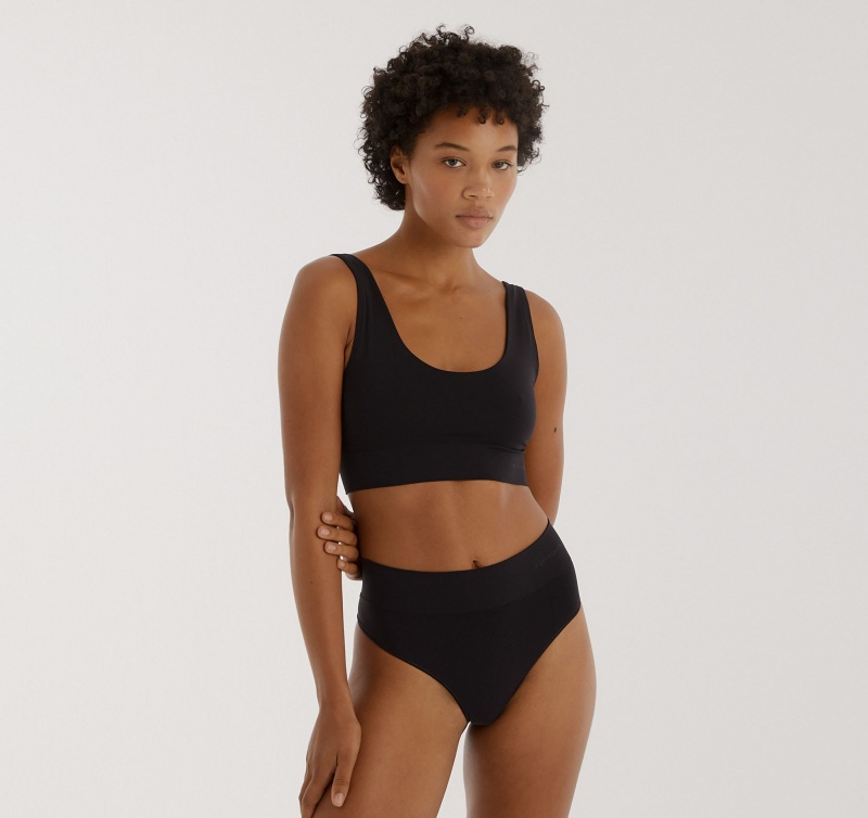 Organic Basics Recycled Nylon Smooth Bralette Zwart | 04892-GLMP