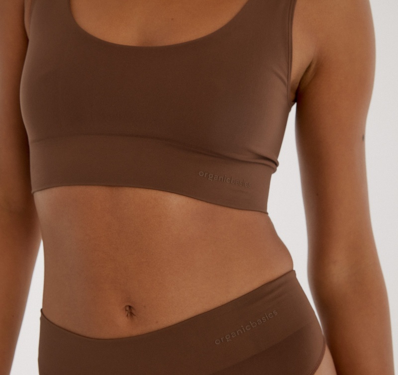 Organic Basics Recycled Nylon Smooth Bralette Walnut | 87253-IDHY