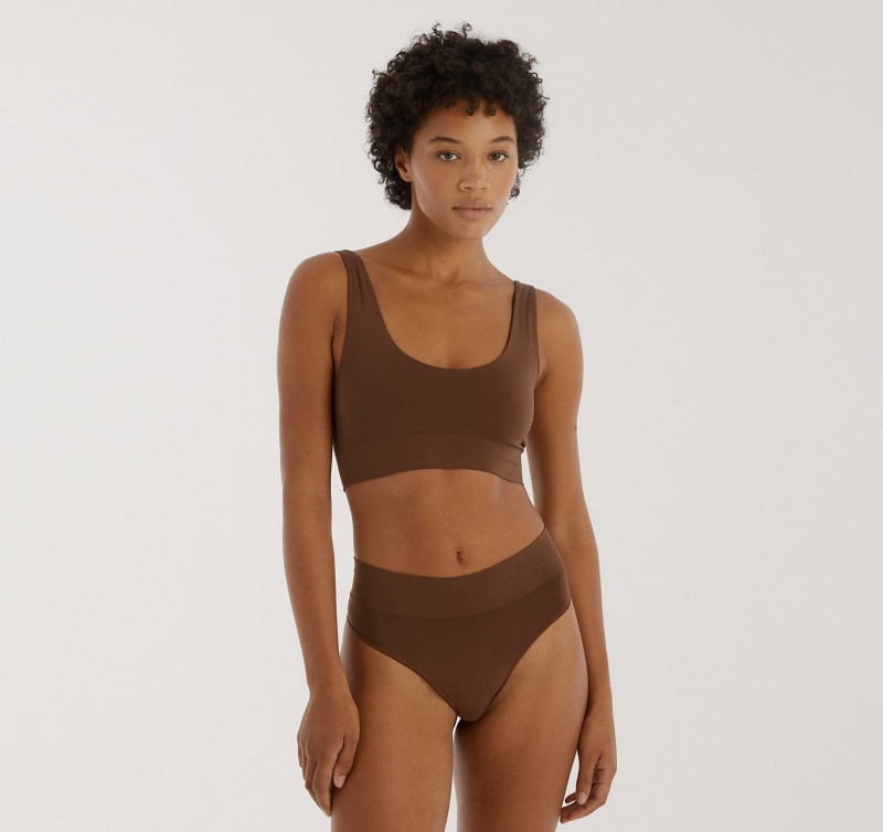 Organic Basics Recycled Nylon Smooth Bralette Walnut | 87253-IDHY