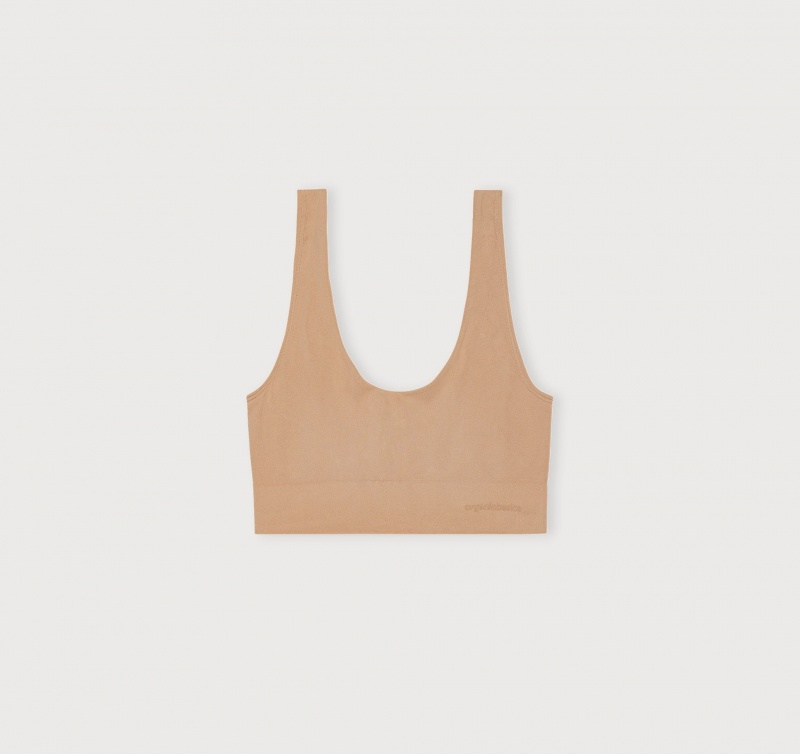 Organic Basics Recycled Nylon Smooth Bralette Hazelnut | 61254-QECW